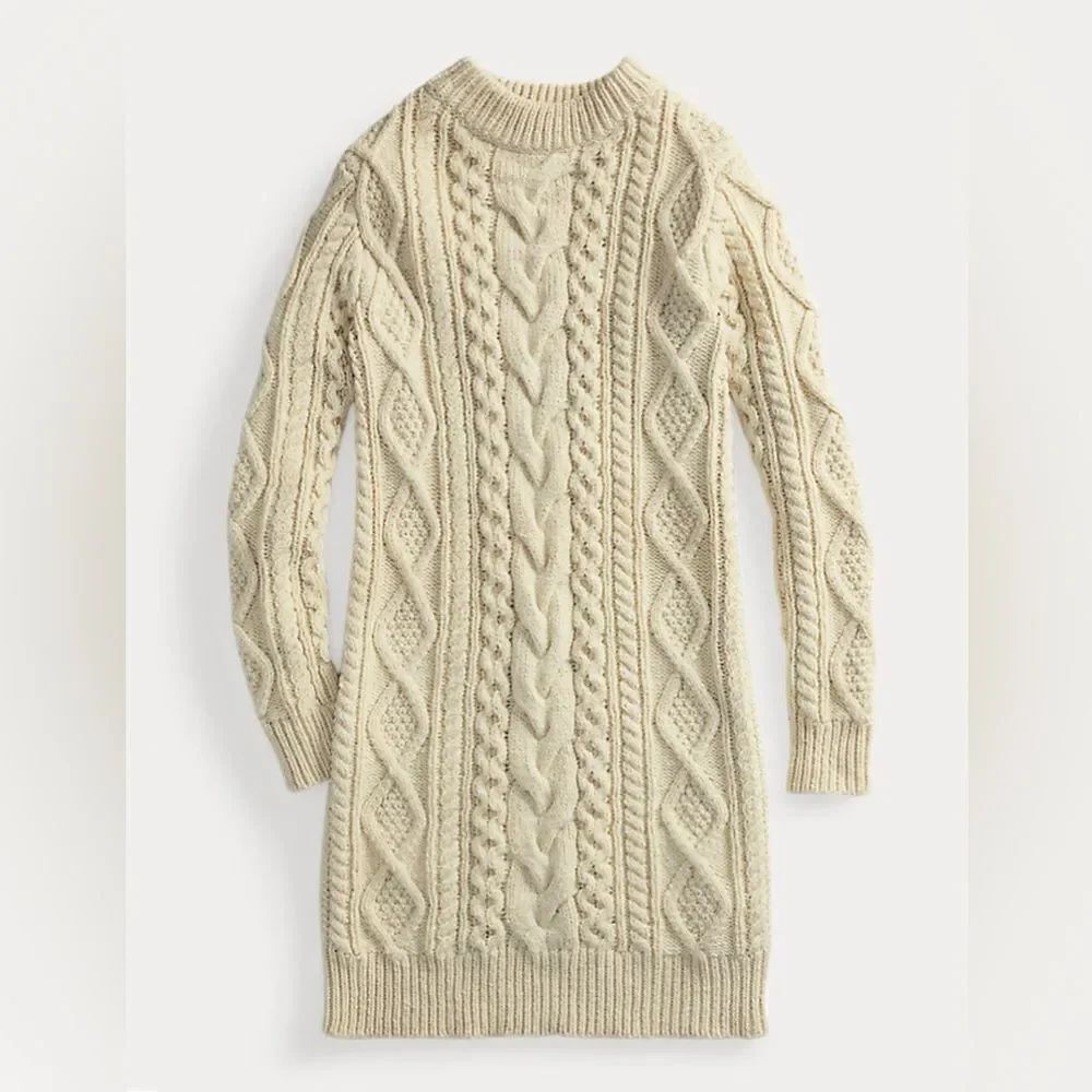 New Ralph Lauren lamb wool and silk Cable knit dress 2 - Picture 2 of 13
